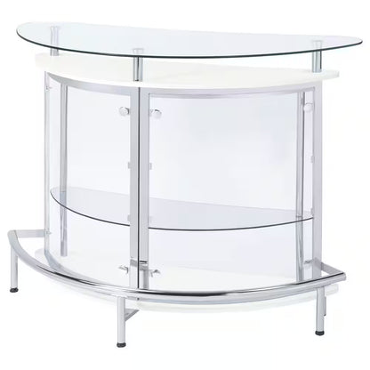 White, Chrome and Clear Home Bar Unit with Acrylic Front