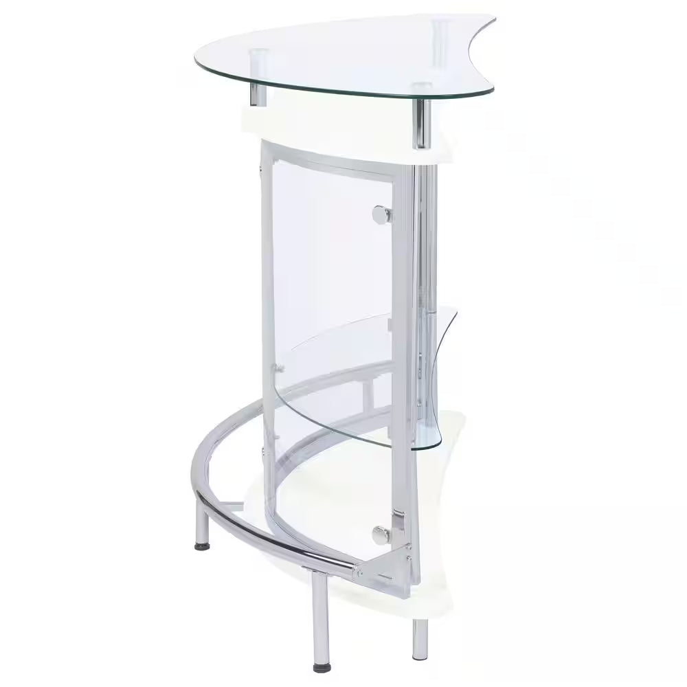 White, Chrome and Clear Home Bar Unit with Acrylic Front