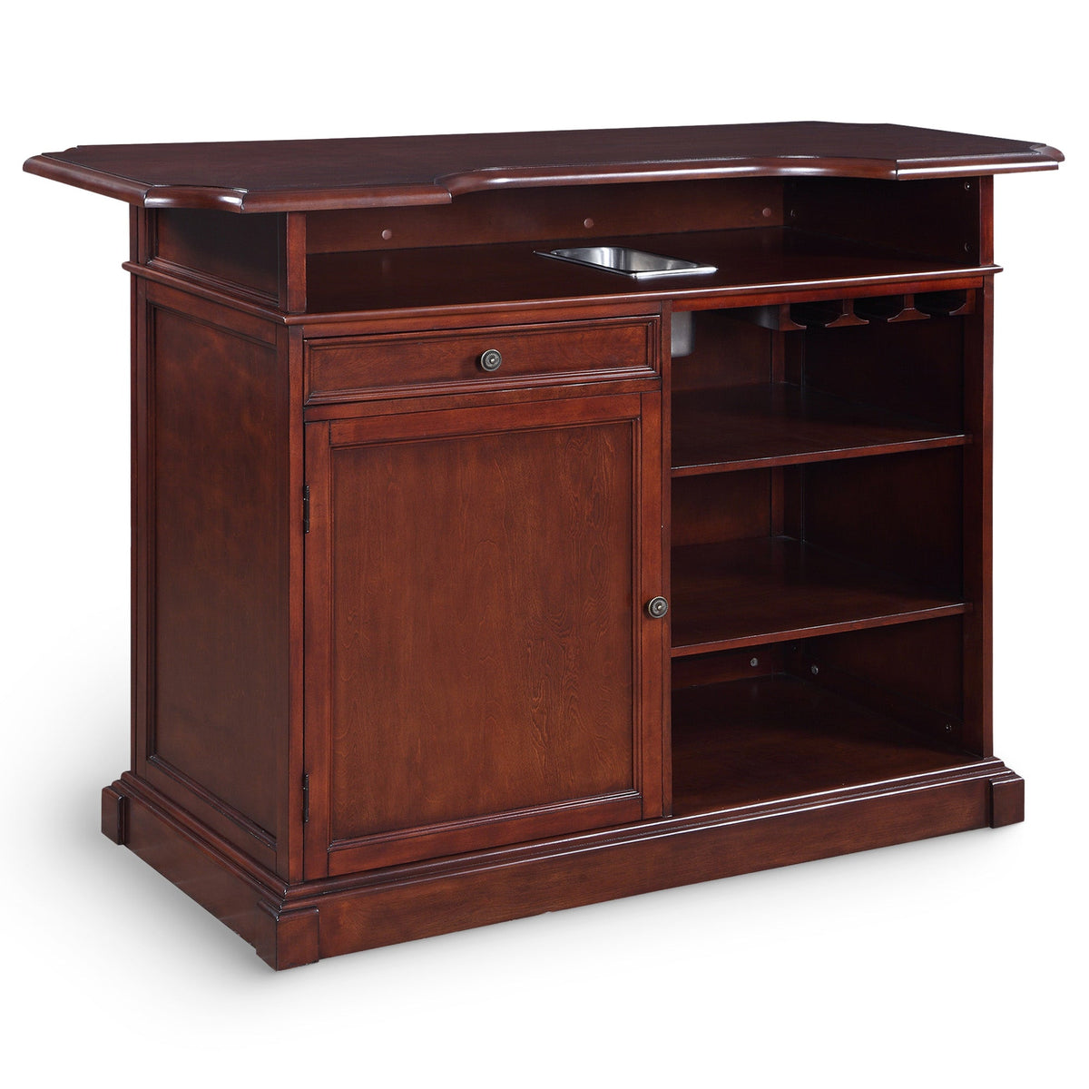 Hathaway Ridgeline 60-in Hardwood Home Bar with Storage - Mahogany Finish