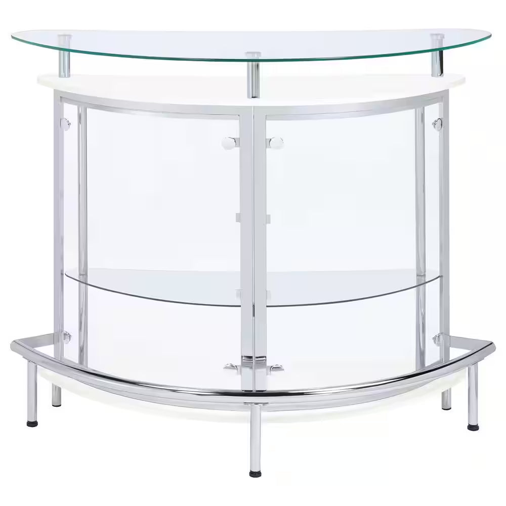 White, Chrome and Clear Home Bar Unit with Acrylic Front