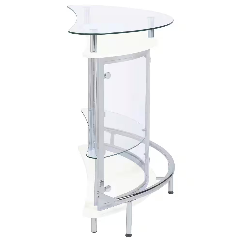 White, Chrome and Clear Home Bar Unit with Acrylic Front
