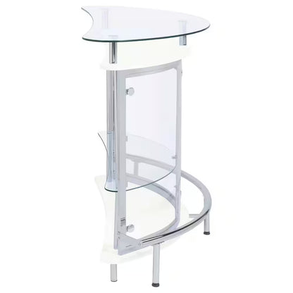 White, Chrome and Clear Home Bar Unit with Acrylic Front