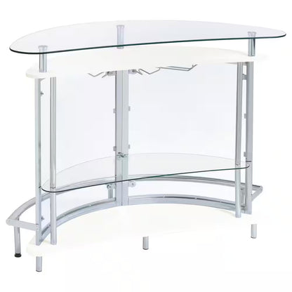 White, Chrome and Clear Home Bar Unit with Acrylic Front