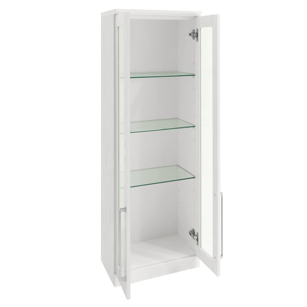 Wall Cabinet Designed for Home Bar Storage, Shaker-Style Glass Doors, 3 Adjustable Shelves, 120 lb Capacity