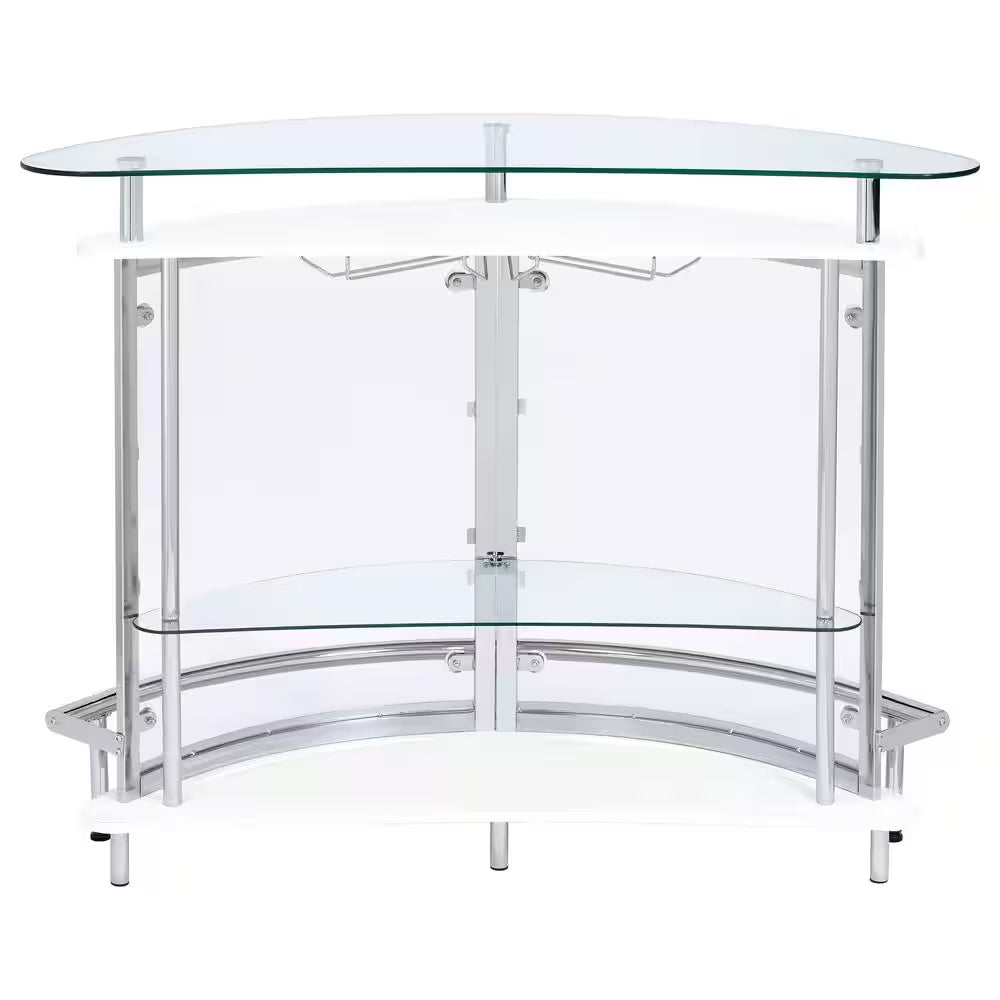 White, Chrome and Clear Home Bar Unit with Acrylic Front