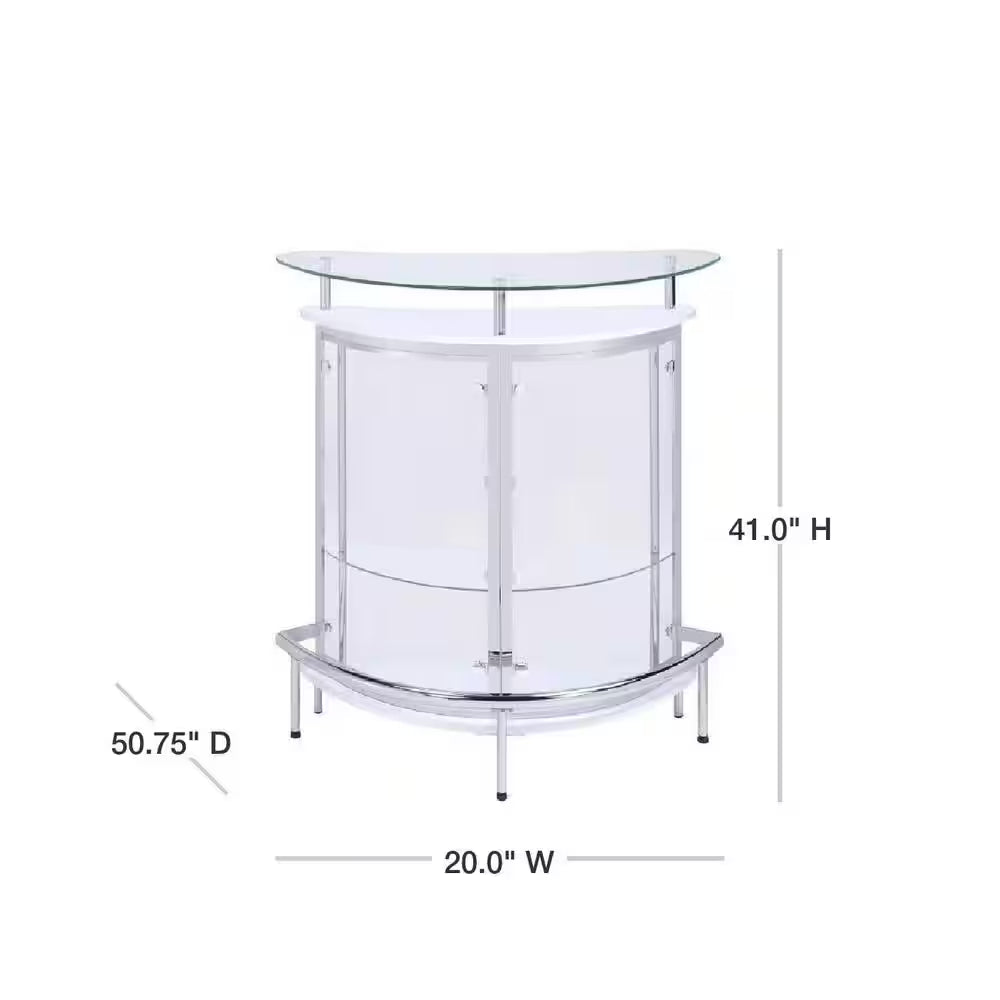 White, Chrome and Clear Home Bar Unit with Acrylic Front