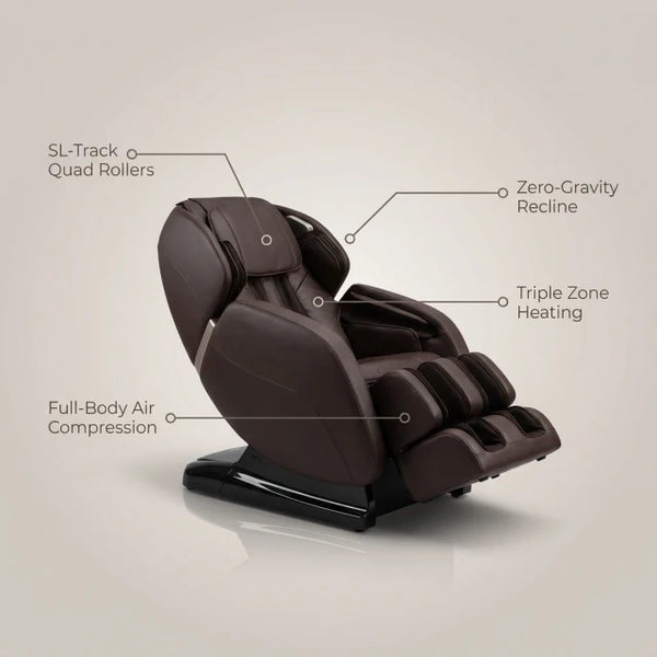 Massage Chair Designed for Deep Relaxation, SL Track, Zero Gravity, Triple Heating, 300 lb Capacity — Feature Infographic